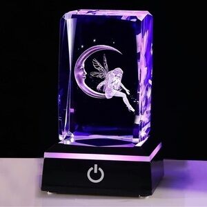 Moon Fairy 3D Paperweight with light stand